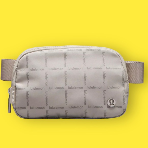 lululemon athletica Handbags - Lululemon Everywhere Belt Bag 1L - Wordmark Grid Mini Raw Linen NWT
